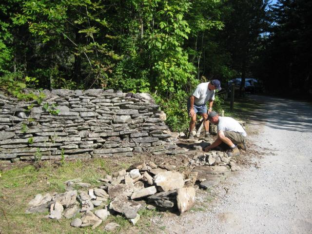 Damage to walls at ferris Park due to putting in camp roads.